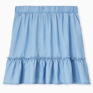 🆕 NWT TORRID Blue Chambray Ruffle Mini Skirt